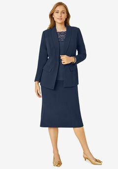 Jessica London Womens Plus Size Petite Single-Breasted Skirt Suit